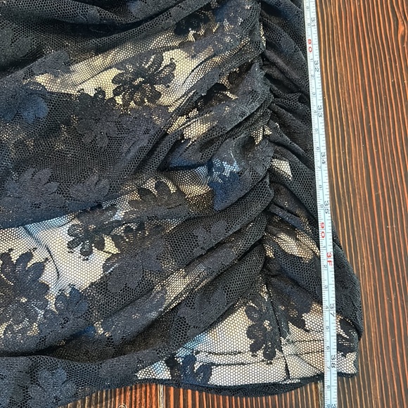 Lulus Made of Allure Black Floral Mesh Lace Ruched Bodycon Midi Dress Size Small - Picture 6 of 12